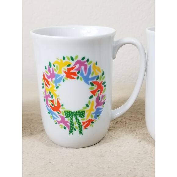 Toscany Greetings Coffee Mug Tea Cup 10oz Fine China Dove Wreath 4" Japan - Picture 3 of 13